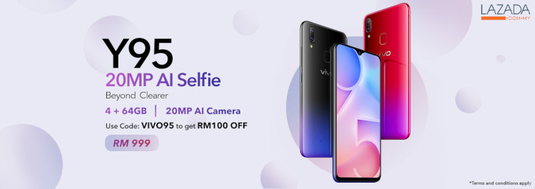 Pre-order the Vivo Y95 and get RM100 off exclusively on Lazada