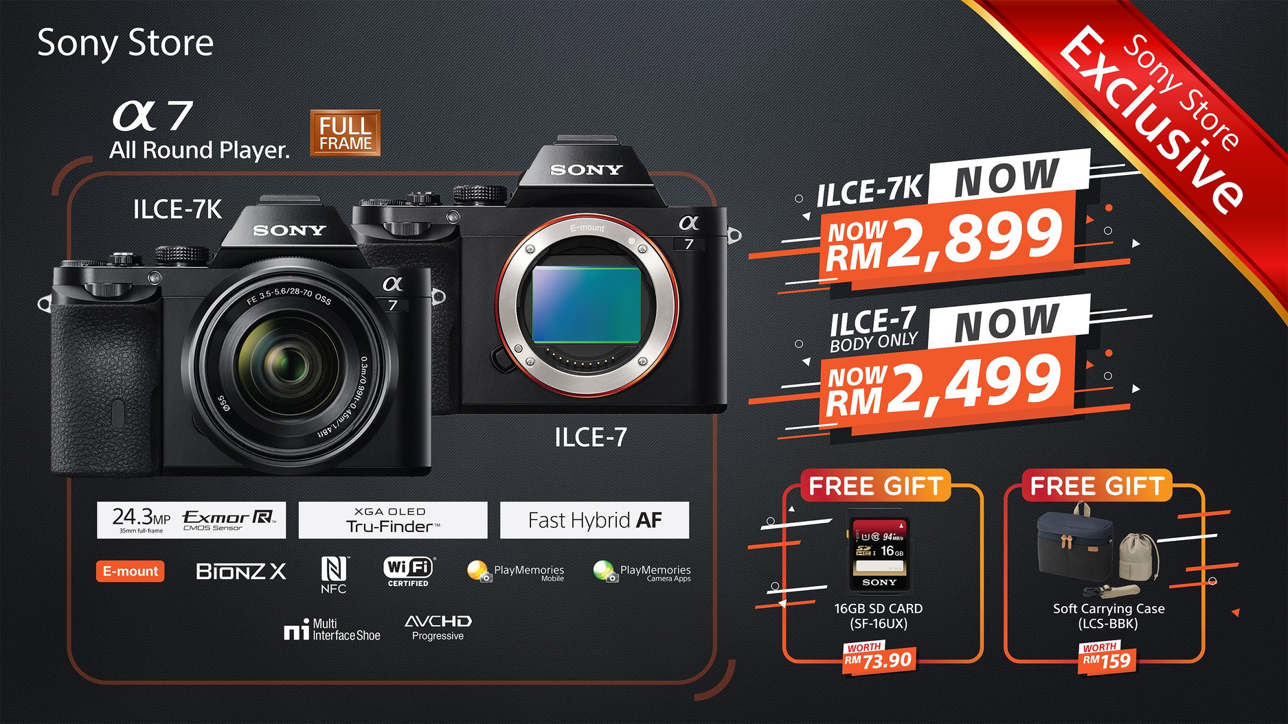 Grab the Sony A7 and free gifts starting from only RM2499