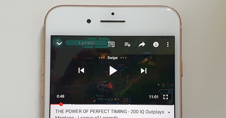 Swipe left and right to watch your next video on Youtube for iOS