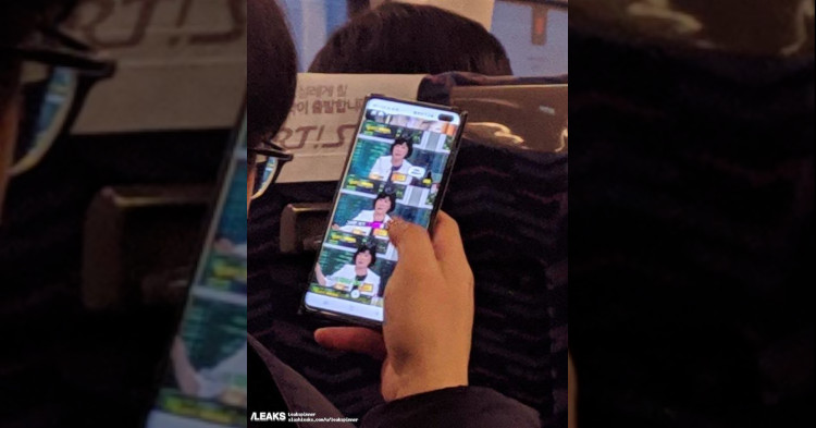 Alleged Samsung Galaxy S10 spotted in the wild, showcasing thin bezels and Infinity-O display
