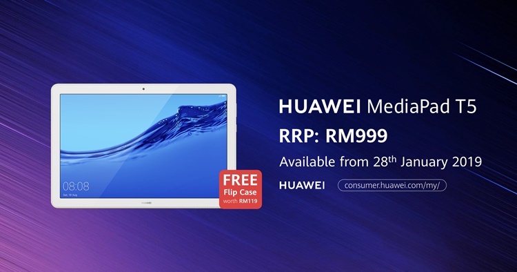 10 1 Inch Huawei Mediapad T5 Tablet With 5100mah Battery And More Coming To Malaysia For Rm999 Technave