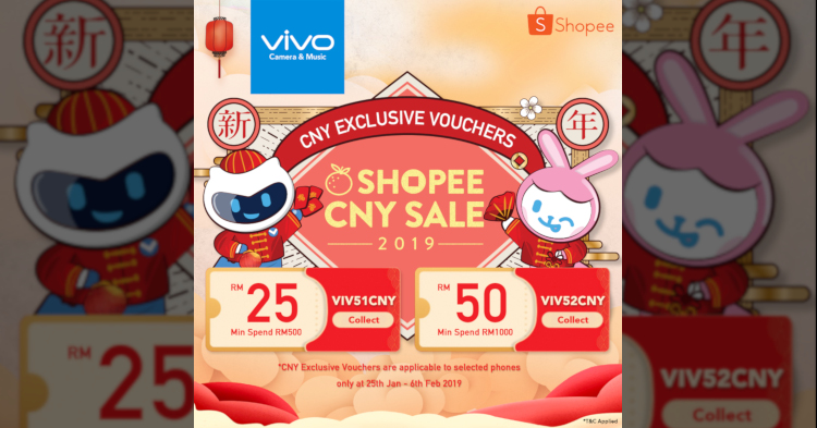Get up to RM50 discounts when you buy Vivo phones on Shopee this Chinese New Year