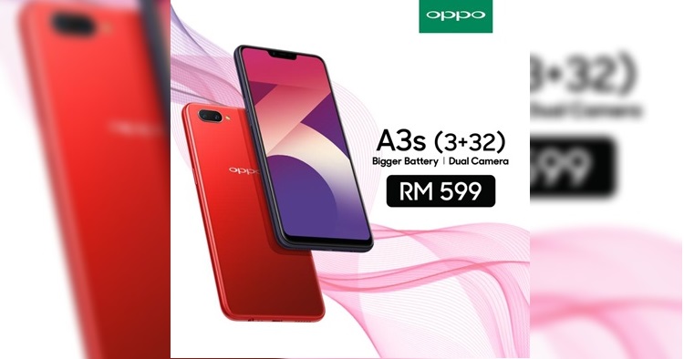 OPPO A3s 3GB + 32GB model with 4230mAh battery now in Malaysia for RM599