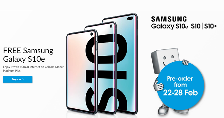 Celcom is offering the Samsung Galaxy S10e for free under the Platinum Plus plan