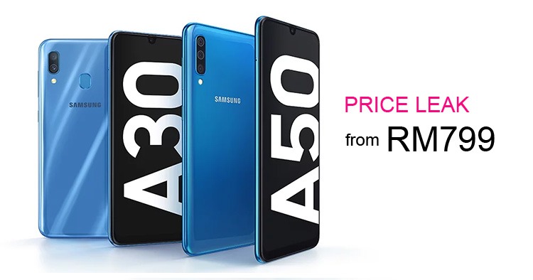 Pricing and hands-on pictures of the Samsung A30 and A50 has been leaked starting from RM799