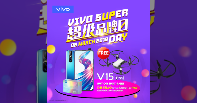 Free DJI Tello Drone to those who bought the V15 Pro during Vivo Super Brand Day on 2 March 2019