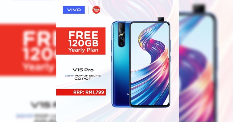 You can get a free 120GB Yearly Online Plan from purchasing a vivo V15Pro on TuneTalk