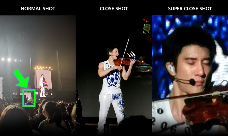 Zoom-in photos of Huawei P30 showcase Wang Lee Hom's Concert