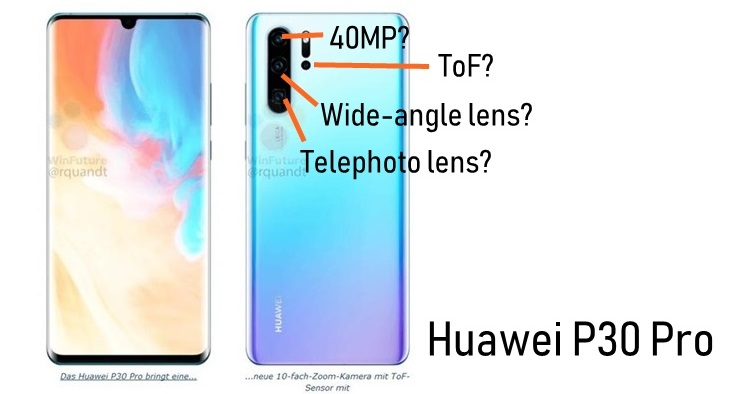 Huawei P30 series triple camera configuration leaked with a 40MP (f/1.6 + OIS) sensor, ToF, and more