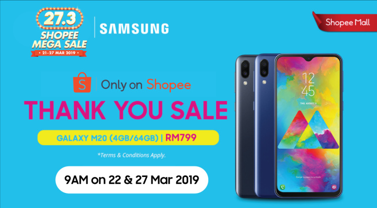 Since it's doing so well, Shopee wants to reward you with a free voucher for the Samsung Galaxy M20