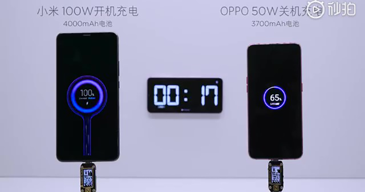 Xiaomi's 100W fast charging technology can charge a 4000mAh battery from 0-100% in 17 minutes