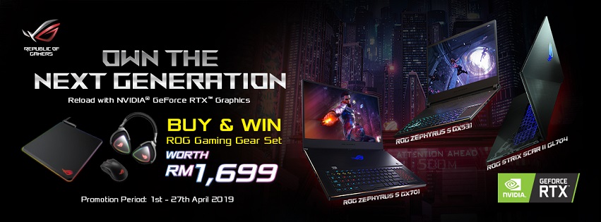 Buy any selected ROG RTX Laptop and get up to RM1699 of Peripherals for FREE