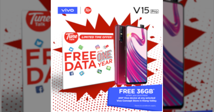 Get 36GB of FREE Data from Tune Talk when you purchase any Vivo smartphone