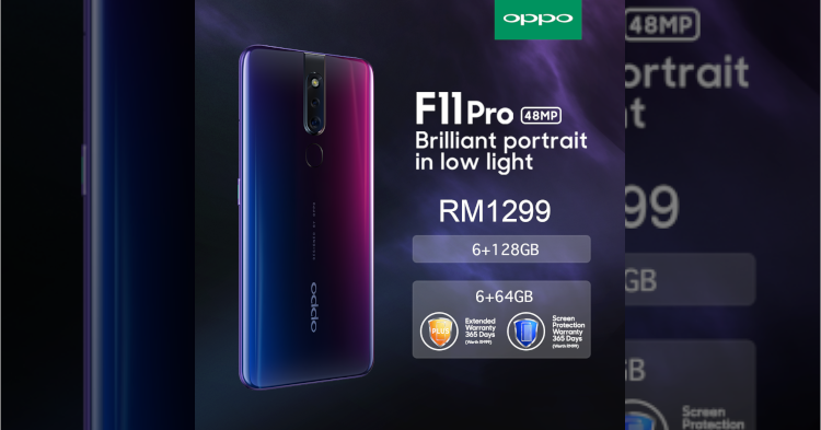 OPPO F11 Pro 6GB RAM + 128GB ROM price cut down to RM1299
