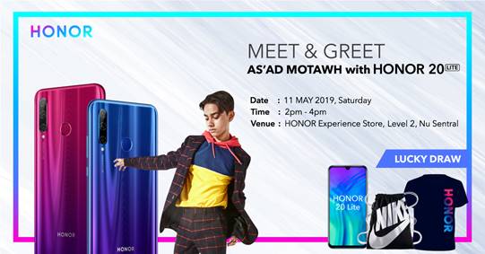 Get another Honor 20 Lite for FREE signed by As'ad Motawh on 10 May 2019
