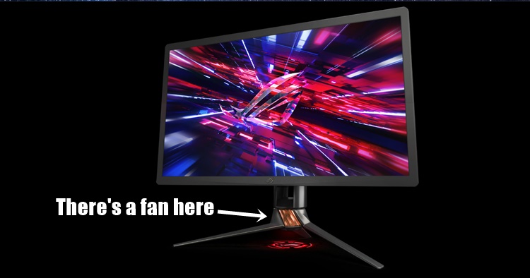 ASUS just integrated a fan beneath the ROG Swift gaming monitor