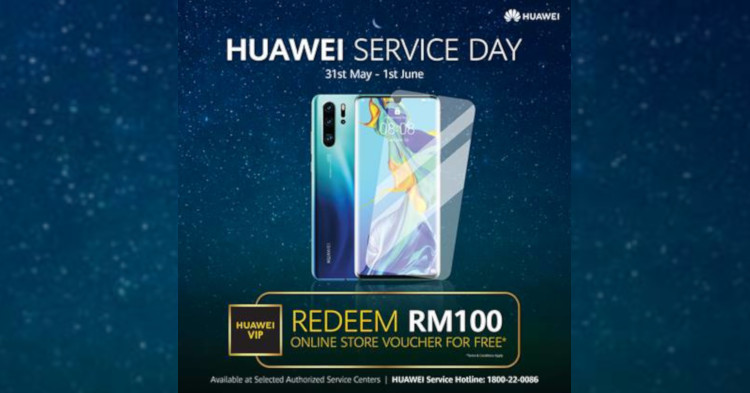 Huawei is offering free screen protector, disinfecting services and no labour fee every first Friday and Saturday of the month