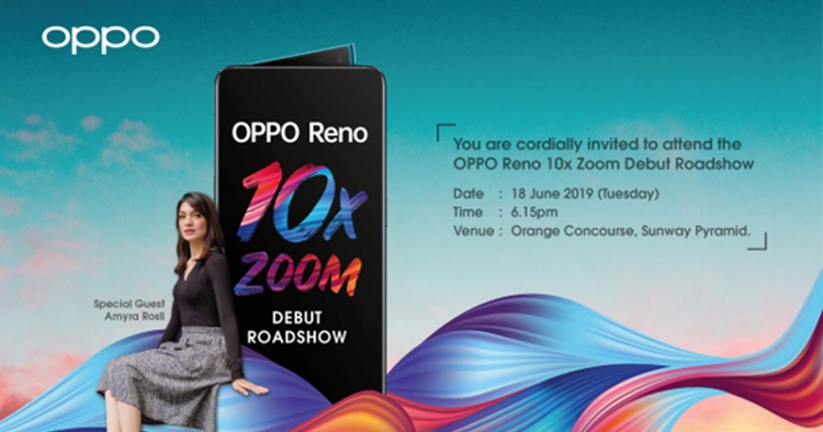 Malaysian actress Amyra Rosli making an appearance at OPPO Reno 10x Zoom Roadshow on 18 June 2019