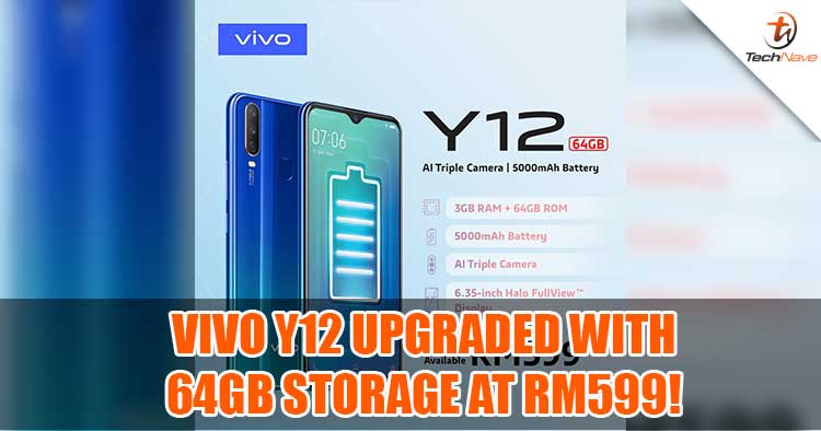 The all new Vivo Y12 comes with a 64GB storage for just RM599!