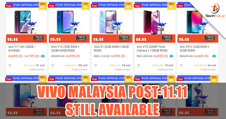 The vivo V17 Pro, v15 series & many more are still on sale in Shopee starting from RM449