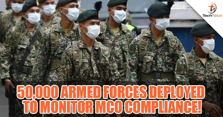 Malaysian Military deployed to ensure the public compliances of the Movement Control Order at public roads and supermarkets!