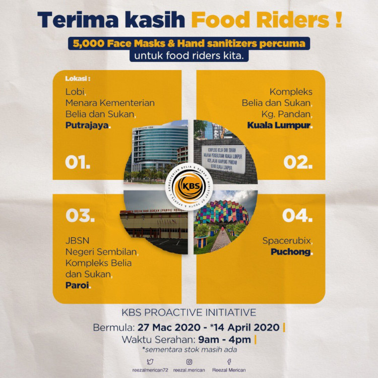 Kbs Malaysia Will Give Out 5000 Face Masks And Hand Sanitizers To All Food Deliverers Technave