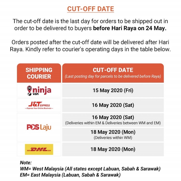 4 courier companies set shipment cutoff date for all orders made 