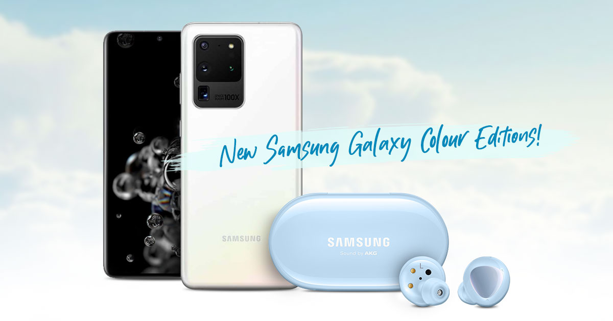 Check out the new Samsung Galaxy S20 Ultra Cloud White and Galaxy Buds+ Blue!