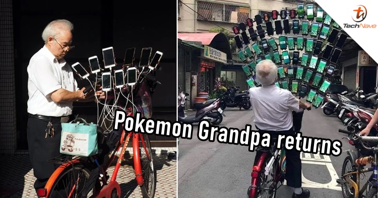 Pokemon Grandpa returned to the street with even more phones for Pokemon Go