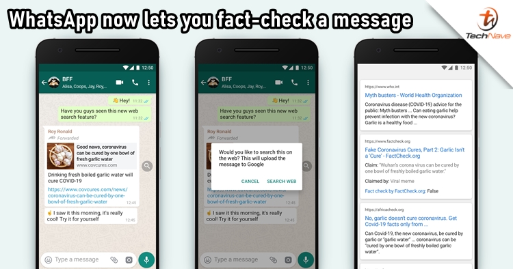 'Search the Web' is a new feature from WhatsApp to let you fact-check a message