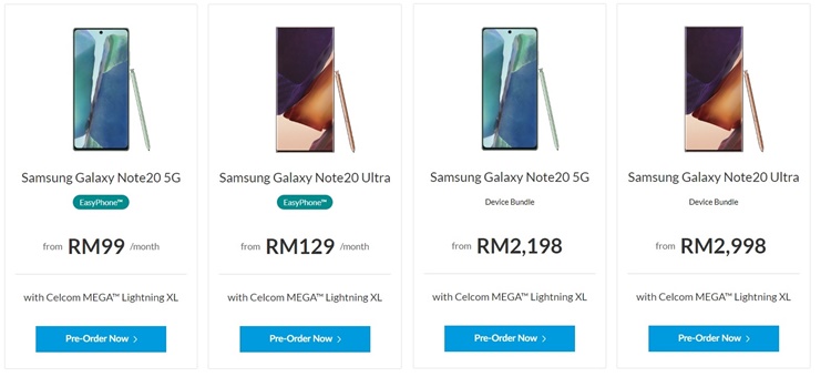 Comparison Samsung Galaxy Note 20 Series Telco Plan By Celcom Digi Maxis And U Mobile Technave