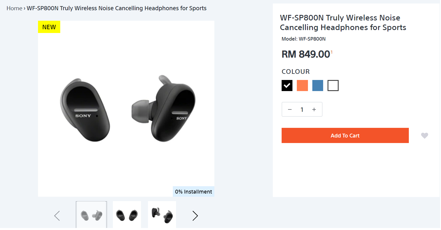 WF-SP800N Truly Wireless Noise Cancelling Headphones for Sports