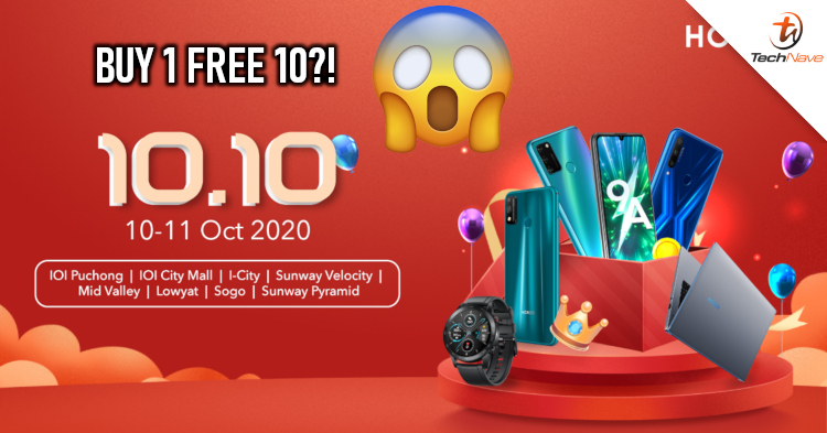 Buy 1 HONOR product to get 10 mystery gifts for free with the 10.10 sale