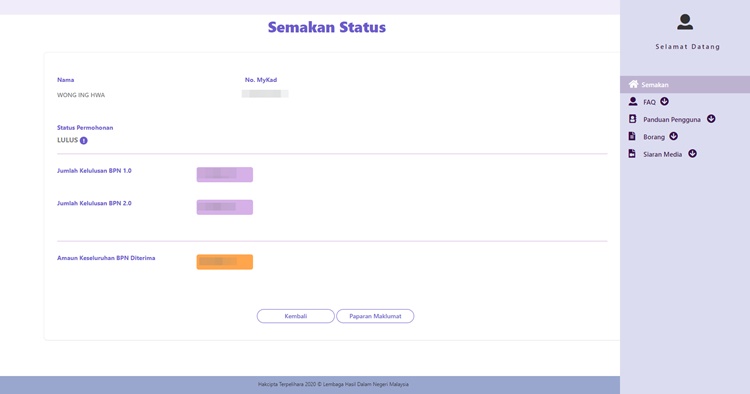 The Bantuan Prihatin Nasional (BPN) 2.0 online application 