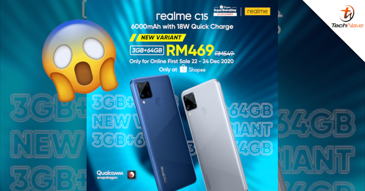 realme C15 3GB + 64GB Malaysia release: 6000mAh and SD460 from RM469