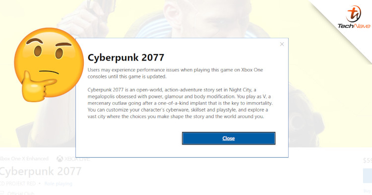 Microsoft digital games store now includes a warning label for the Cyberpunk 2077