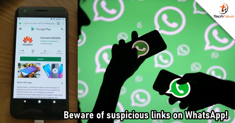 A malicious link spreads on WhatsApp by tricking users into installing a fake HUAWEI app