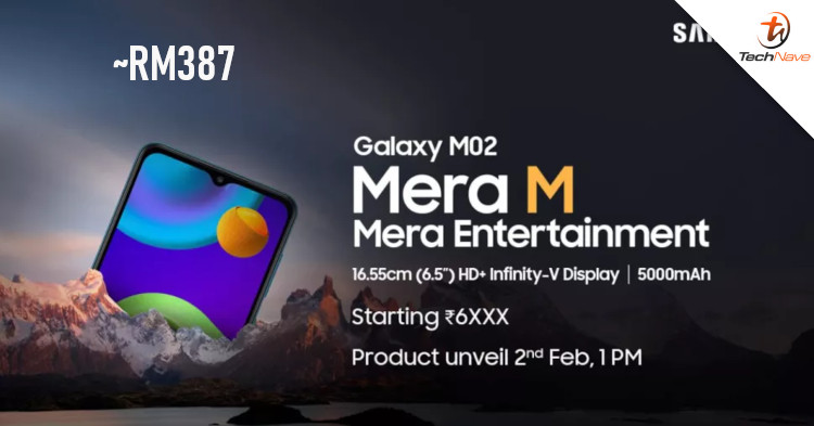 Samsung to launch the Galaxy M02 in India on 2 February 2021 at ~RM387