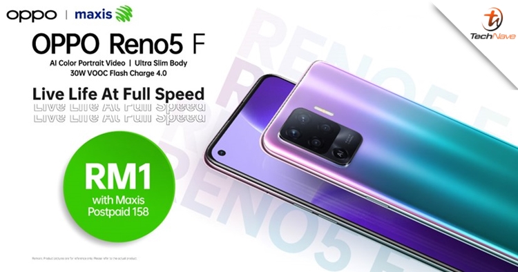 You can get the OPPO Reno 5F at a price as low as RM1 with Maxis Postpaid 158