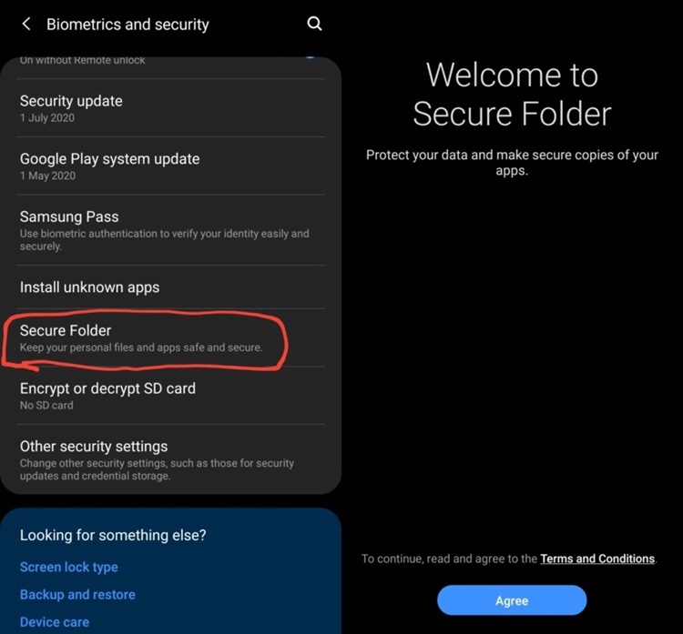 factory reset samsung secure folder