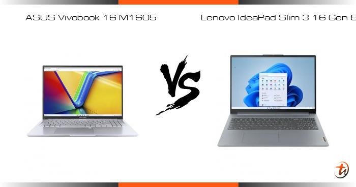 Compare ASUS Vivobook 16 M1605 vs Lenovo IdeaPad Slim 3 16 Gen 8 AMD ...
