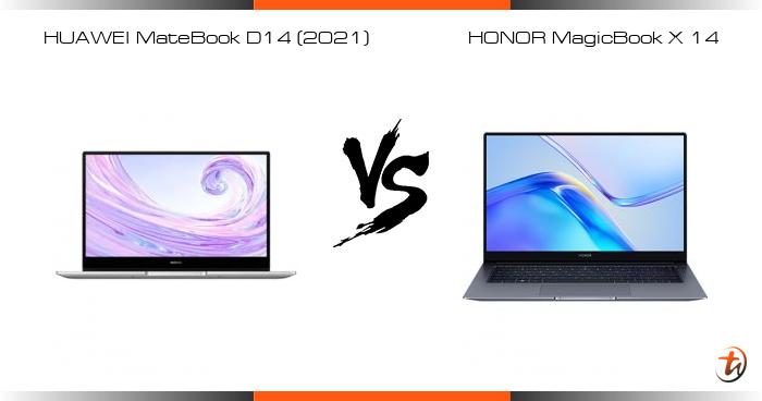 huawei matebook d14 vs honor magicbook x14