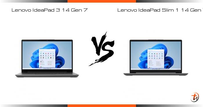 Banding Lenovo IdeaPad 3 14 Gen 7 dan Lenovo IdeaPad Slim 1 14 Gen 7