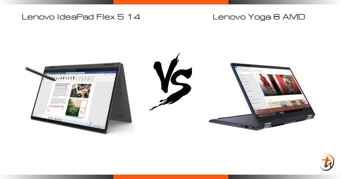 Compare Lenovo IdeaPad Flex 5 14 vs Lenovo Yoga 6 AMD specs and Malaysia  price | laptop features