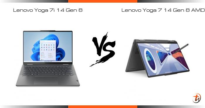 Compare Lenovo Yoga 7i 14 Gen 8 vs Lenovo Yoga 7 14 Gen 8 AMD specs and  Malaysia price