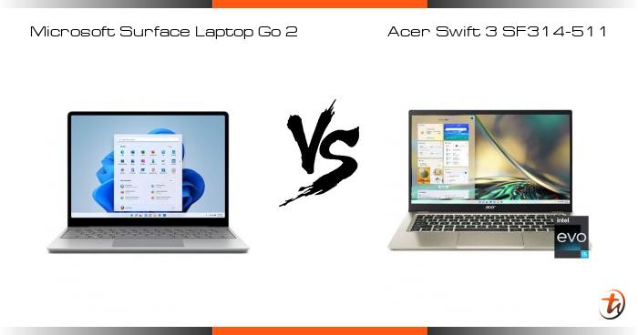 acer swift 3 vs microsoft surface laptop go 2