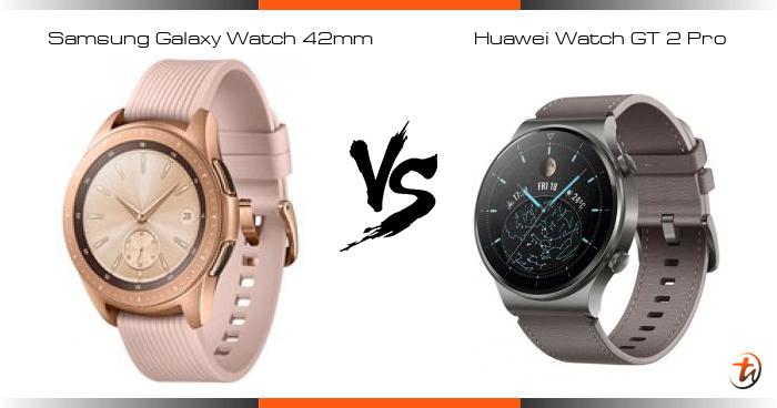 Compare Samsung Galaxy Watch 42mm vs Huawei Watch GT 2 Pro specs and Malaysia price smartwatch features