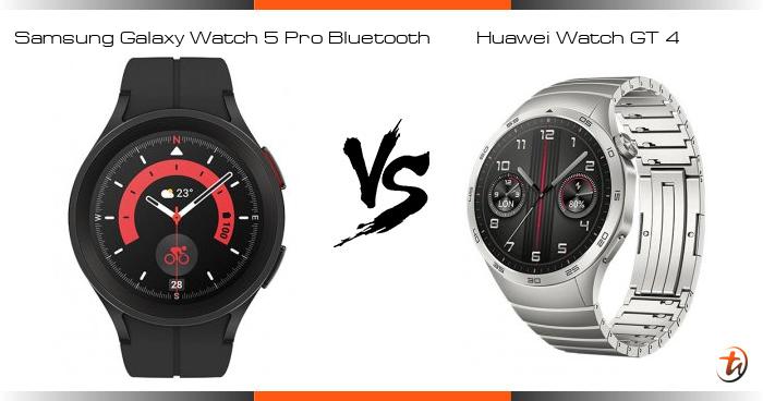 Compare Samsung Galaxy Watch 5 Pro Bluetooth vs Huawei Watch GT 4 specs and Malaysia price smartwatch features