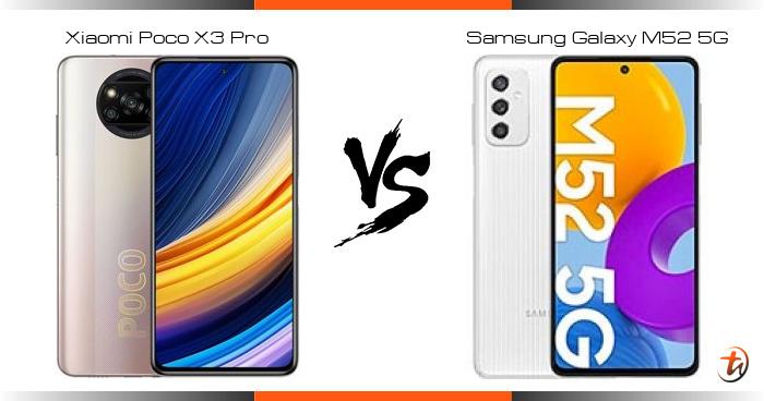 samsung galaxy m52 5g vs poco x3 pro