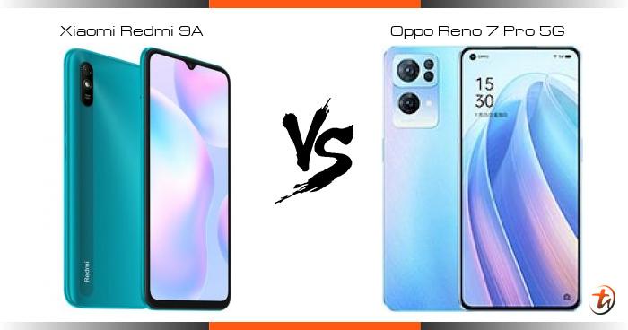 Xiaomi Redmi 9A 对比Oppo Reno 7 Pro 5G - 功能区别与规格参数对比